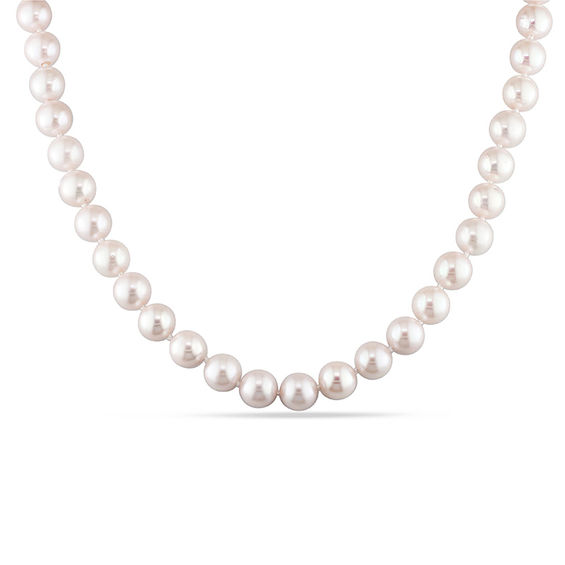 8.0 - 8.5mm Cultured Akoya Pearl Strand Necklace with 14K Gold Clasp ...