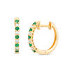 Thumbnail Image 0 of Emerald and 1/10 CT. T.W. Diamond Hoop Earrings in 14K Gold