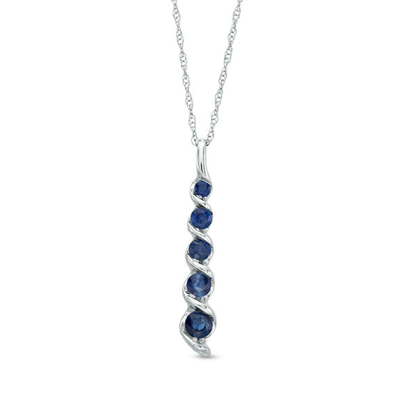 Journey Blue Sapphire Cascading Pendant in 10K White Gold