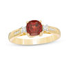 Thumbnail Image 0 of 6.0mm Cushion-Cut Garnet and 1/8 CT. T.W. Diamond Ring in 10K Gold
