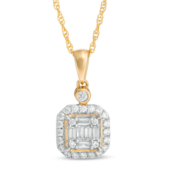 1/2 CT. T.w. Composite Diamond Octagon Frame Pendant in 10K Gold