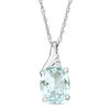Thumbnail Image 1 of Oval Aquamarine and Diamond Accent Swirl Top Pendant in 10K White Gold