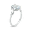 Thumbnail Image 1 of Oval Aquamarine and Diamond Accent Bypass Swirl Shank Ring in 10K White Gold