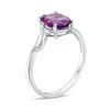 Thumbnail Image 1 of Oval Amethyst and Diamond Accent Bypass Swirl Shank Ring in 10K White Gold