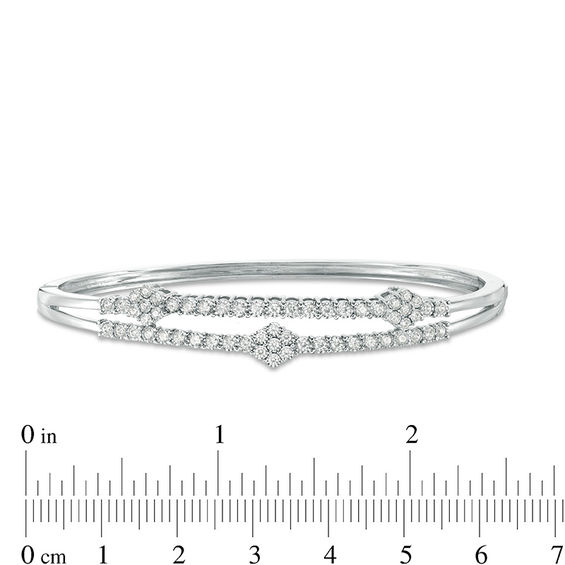 1 CT. T.w. Composite Diamond Three Flower Bangle in 10K White Gold