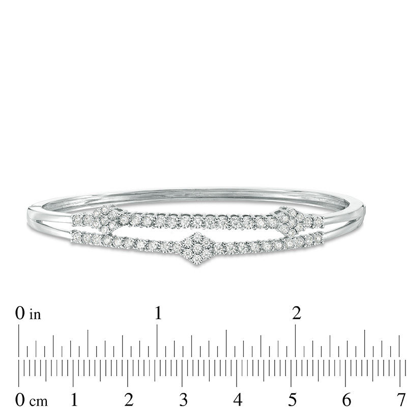 Main Image 2 of 1 CT. T.W. Composite Diamond Three Flower Bangle in 10K White Gold