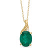 Thumbnail Image 0 of Oval Lab-Created Emerald and Diamond Accent Swirl Top Pendant in 10K Gold