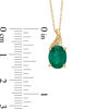 Thumbnail Image 1 of Oval Lab-Created Emerald and Diamond Accent Swirl Top Pendant in 10K Gold