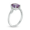 Thumbnail Image 1 of Oval Lab-Created Alexandrite and Diamond Accent Bypass Swirl Shank Ring in 10K White Gold