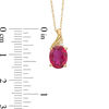 Thumbnail Image 1 of Oval Lab-Created Ruby and Diamond Accent Swirl Top Pendant in 10K Gold
