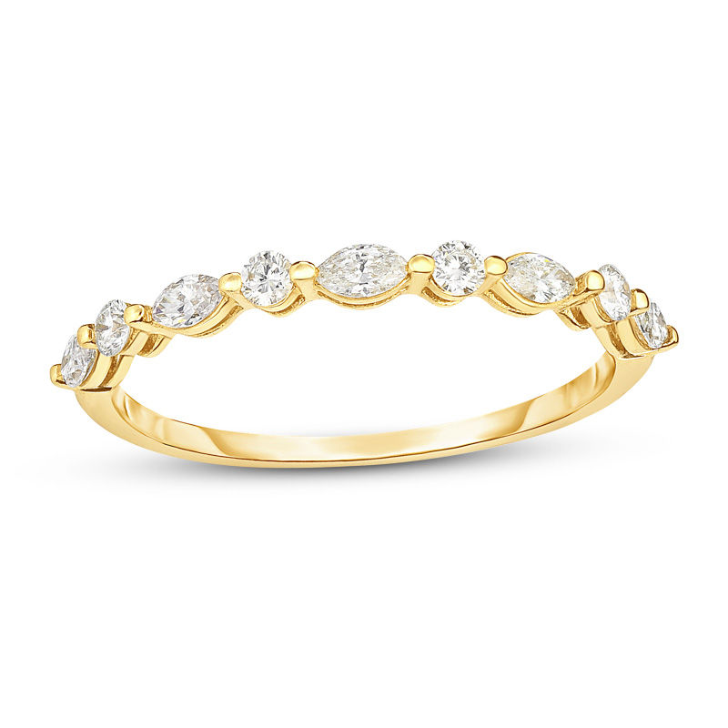 1/4 CT. T.W. Marquise and Round Diamond Alternating Stackable Band in 14K Gold