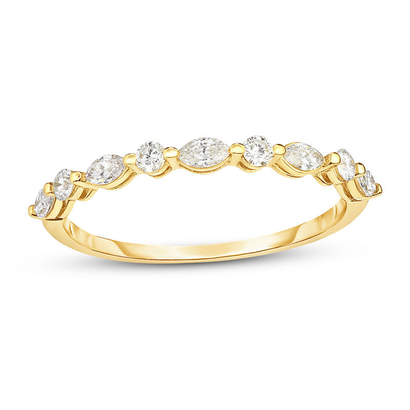 Main Image 1 of 1/4 CT. T.W. Marquise and Round Diamond Alternating Stackable Band in 14K Gold