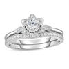 Thumbnail Image 0 of 3/8 CT. T.W. Diamond Flower Frame Bridal Set in 14K White Gold