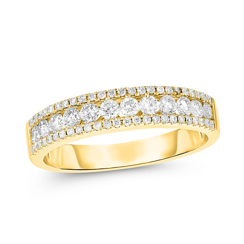 1/2 CT. T.W. Diamond Channel Triple-Row Band in 10K Gold