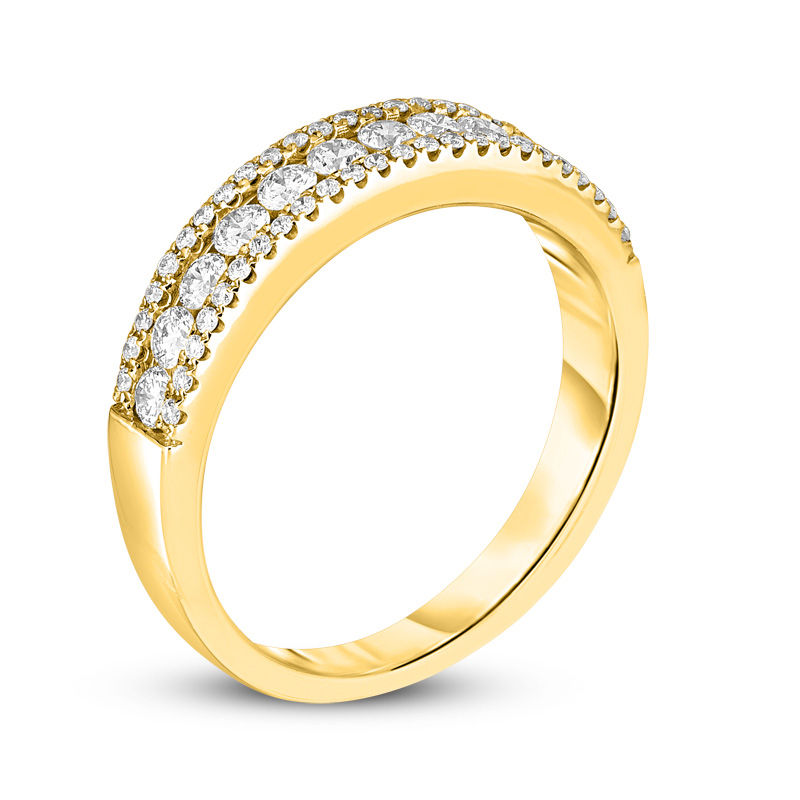 Main Image 2 of 1/2 CT. T.W. Diamond Channel Triple-Row Band in 10K Gold