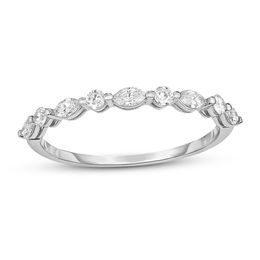1/4 CT. T.W. Marquise and Round Diamond Alternating Stackable Band in 14K White Gold