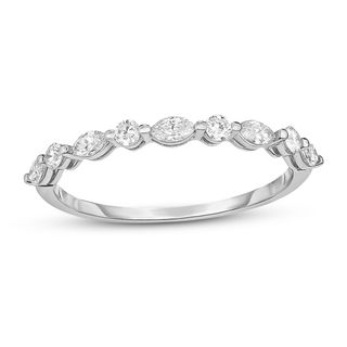 1/4 CT. T.W. Marquise and Round Diamond Alternating Stackable Band in 14K White Gold