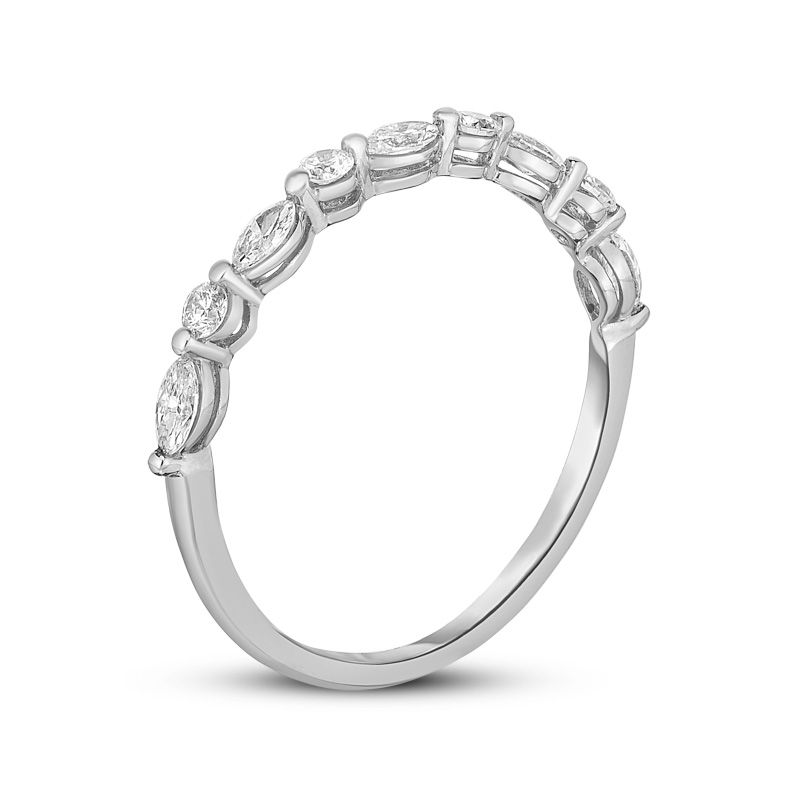 Main Image 2 of 1/4 CT. T.W. Marquise and Round Diamond Alternating Stackable Band in 14K White Gold