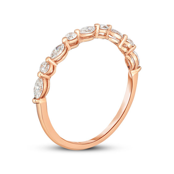 1/4 CT. T.w. Marquise and Round Diamond Alternating Stackable Band in 14K Rose Gold