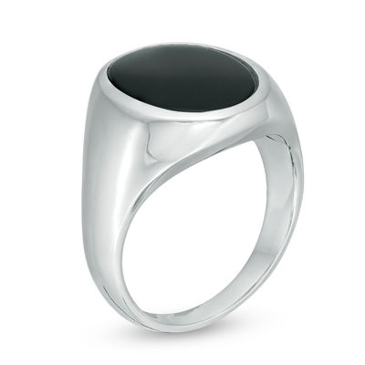 Men S Oval Onyx Signet Ring In Sterling Silver Zales