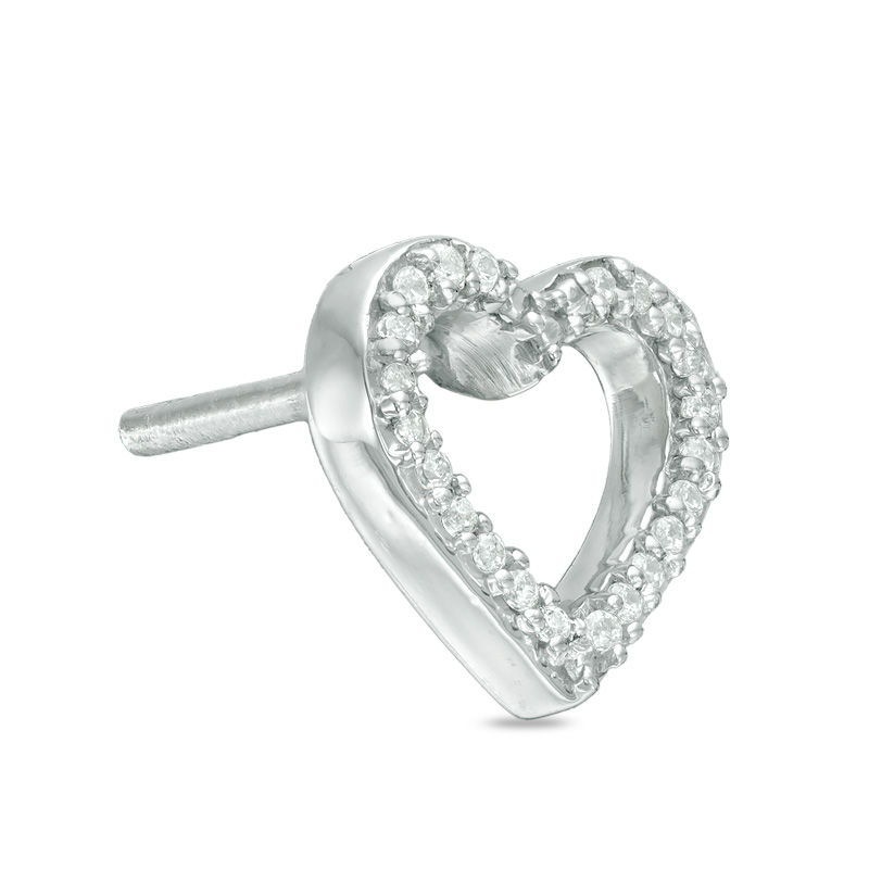 Main Image 2 of 1/20 CT. T.W. Diamond Heart Single Stud Earring in Sterling Silver