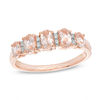 Thumbnail Image 1 of Oval Morganite and Diamond Accent Five Stone Ring in 10K Rose Gold