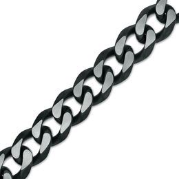 11.0mm Curb Chain Bracelet in Stainless Steel and Black IP - 9.0"