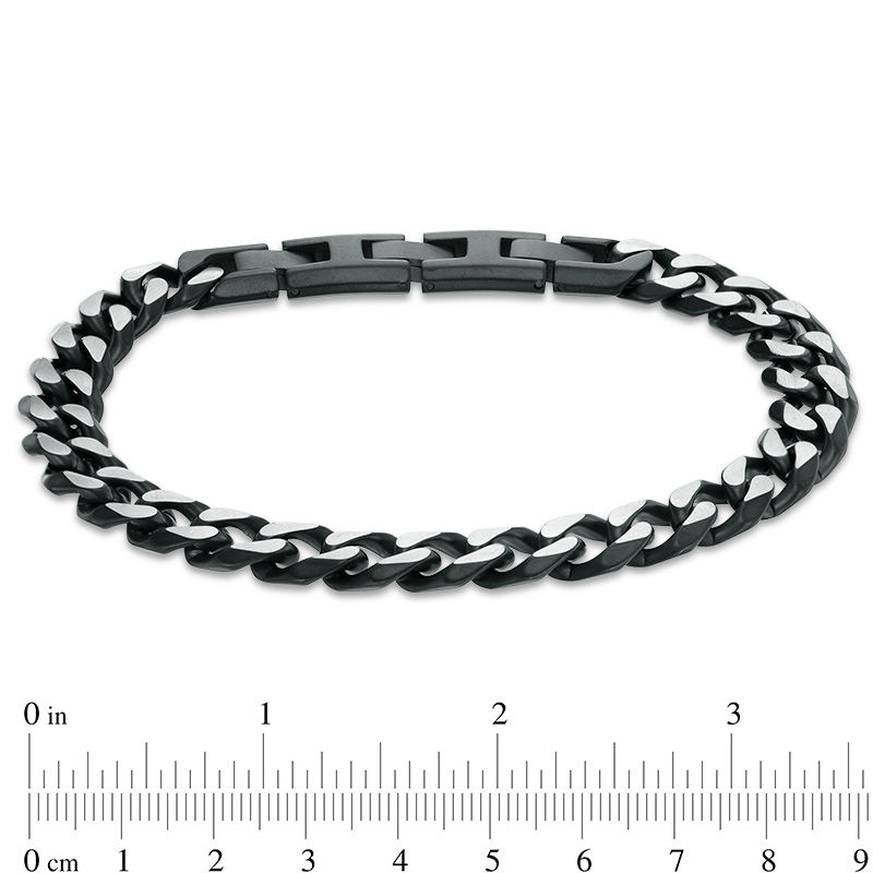 Men's 11.0mm Curb Chain Bracelet in Stainless Steel and Black IP - 9.0"