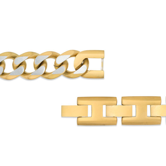 Men's 11.0mm Curb Chain Necklace in Stainless Steel with Yellow IP - 22"