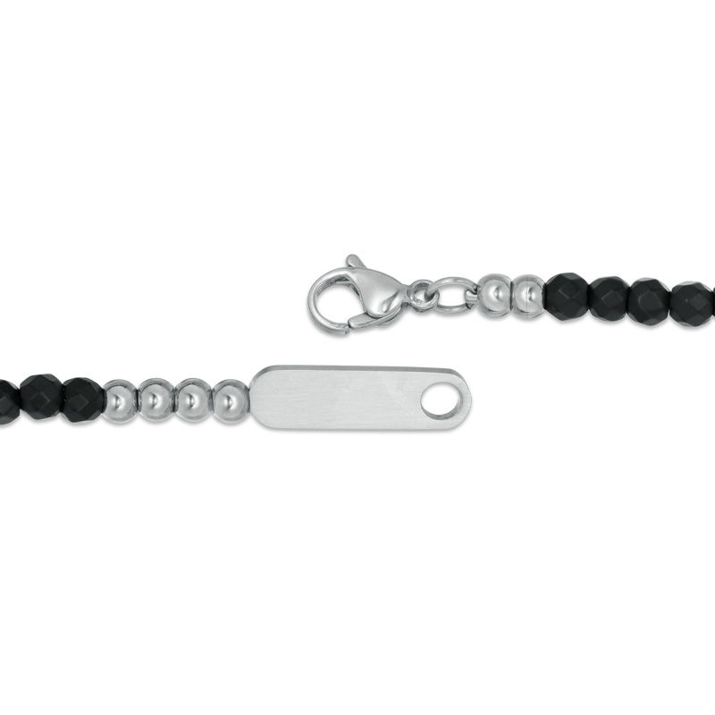 Men's 4.0mm Hematite Bead Wrap-Around Bracelet with Stainless Steel Closure