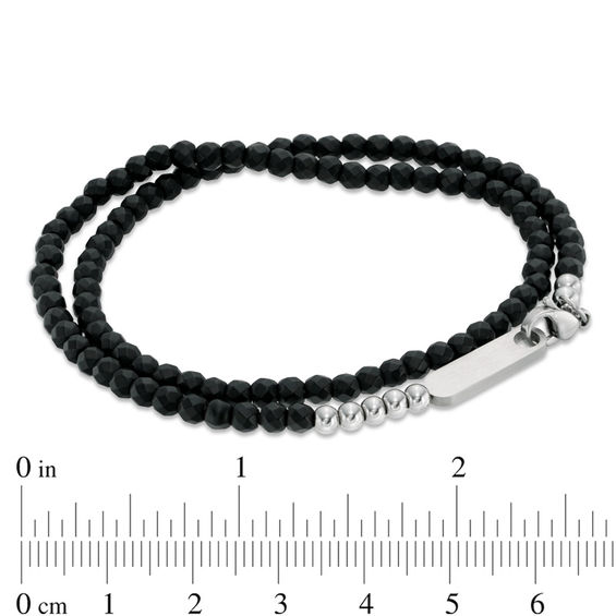 4.0mm Hematite Bead Wrap-Around Bracelet with Stainless Steel Closure