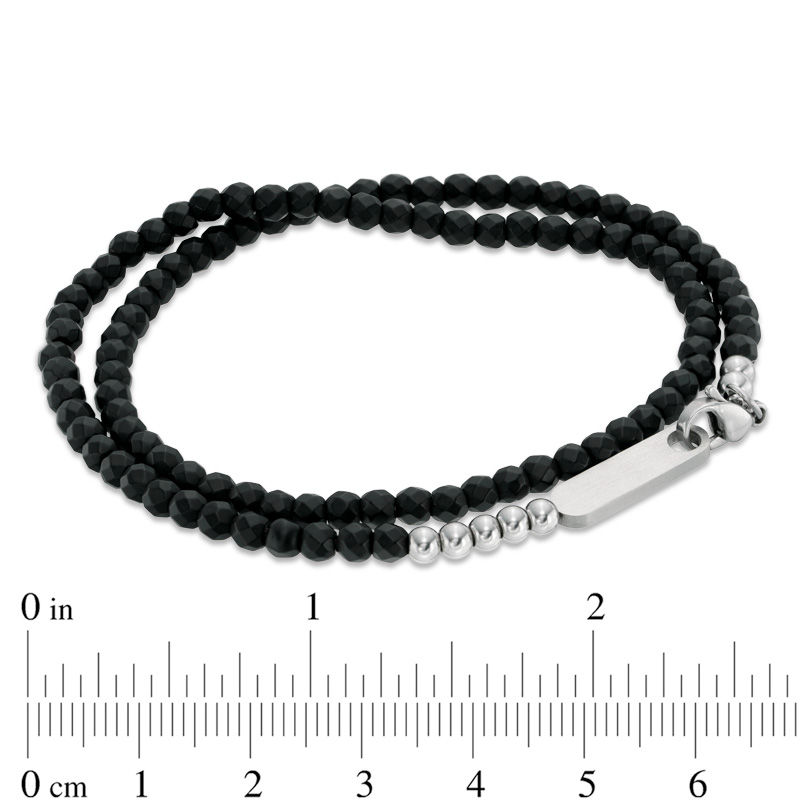 Men's 14.0mm Leather Braided Stacked Cross Bracelet with Black IP Stainless  Steel Clasp - 8.5