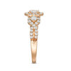 Thumbnail Image 3 of Celebration Ideal 1 CT. T.W. Oval Certified Diamond Three Stone Frame Engagement Ring in 14K Rose Gold (I/I1)