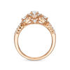 Thumbnail Image 4 of Celebration Ideal 1 CT. T.W. Oval Certified Diamond Three Stone Frame Engagement Ring in 14K Rose Gold (I/I1)