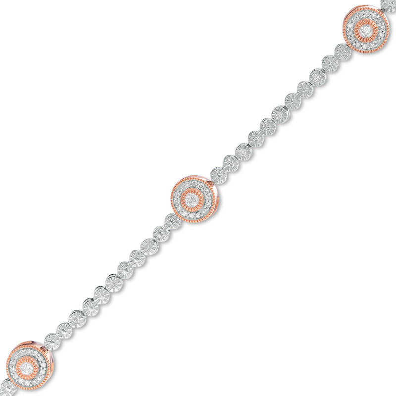 Main Image 1 of 1/2 CT. T.W. Diamond Five Stone Station Bracelet in 10K Two-Tone Gold - 7.5"
