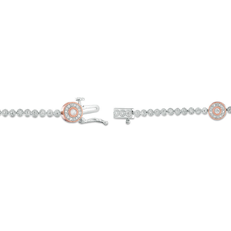 Main Image 2 of 1/2 CT. T.W. Diamond Five Stone Station Bracelet in 10K Two-Tone Gold - 7.5"
