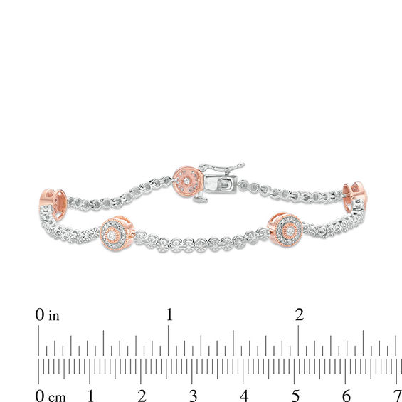 1/2 CT. T.w. Diamond Five Stone Station Bracelet in 10K Two-Tone Gold - 7.5"
