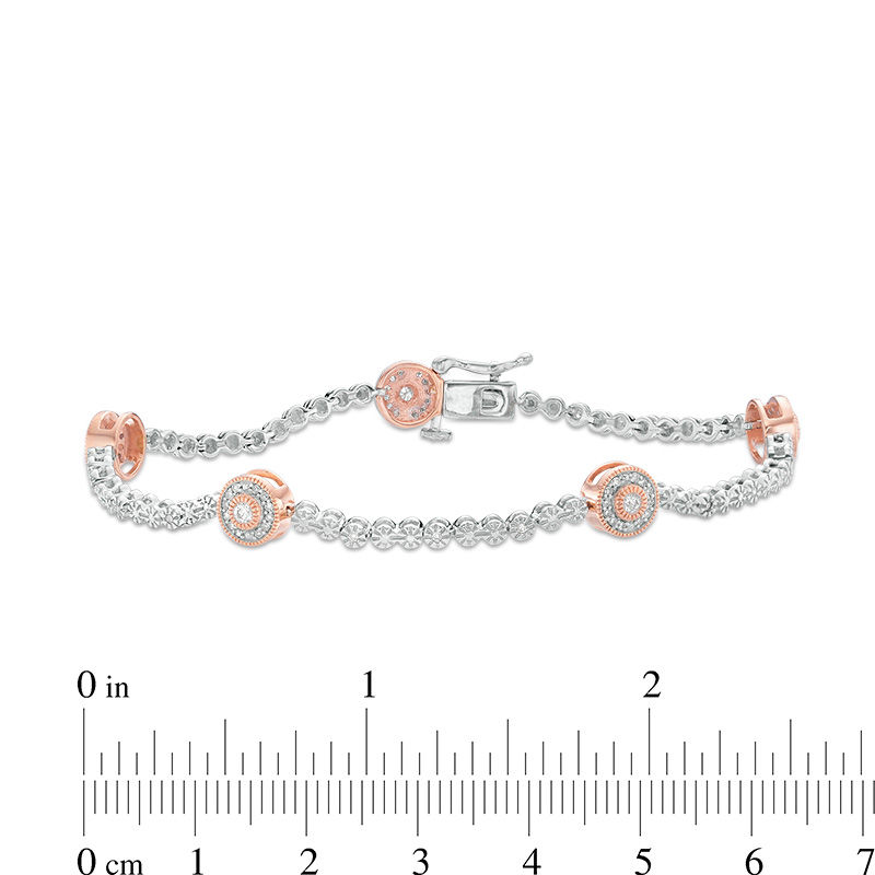 Main Image 3 of 1/2 CT. T.W. Diamond Five Stone Station Bracelet in 10K Two-Tone Gold - 7.5"