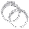 Thumbnail Image 3 of 1/5 CT. T.W. Diamond Tilted Square Frame Vintage-Style Bridal Set in Sterling Silver
