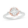 Thumbnail Image 0 of 1/2 CT. T.W. Diamond Filigree Flower Frame Vintage-Style Engagement Ring in 10K Two-Tone Gold