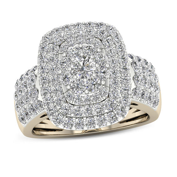 1-1/2 CT. T.W. Diamond Rectangle Frame Multi-Row Ring in 10K Gold 1-1/2 CT. T.W. Diamond Rectangle Frame Multi-Row Ring in 10K Gold