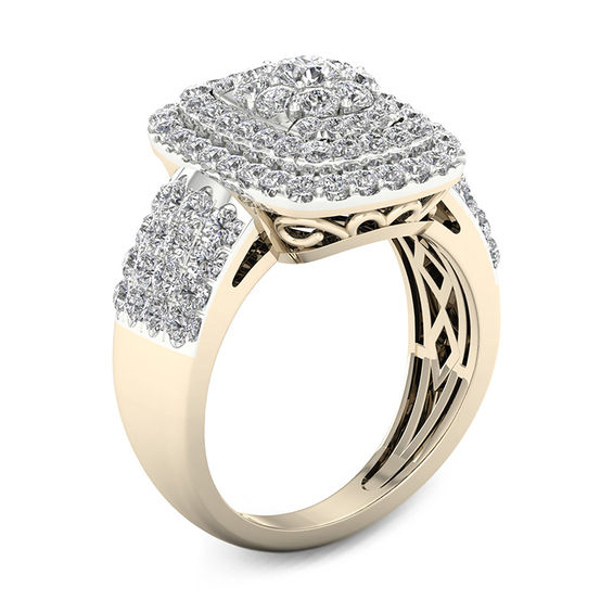 1-1/2 CT. T.W. Diamond Rectangle Frame Multi-Row Ring in 10K Gold 1-1/2 CT. T.W. Diamond Rectangle Frame Multi-Row Ring in 10K Gold