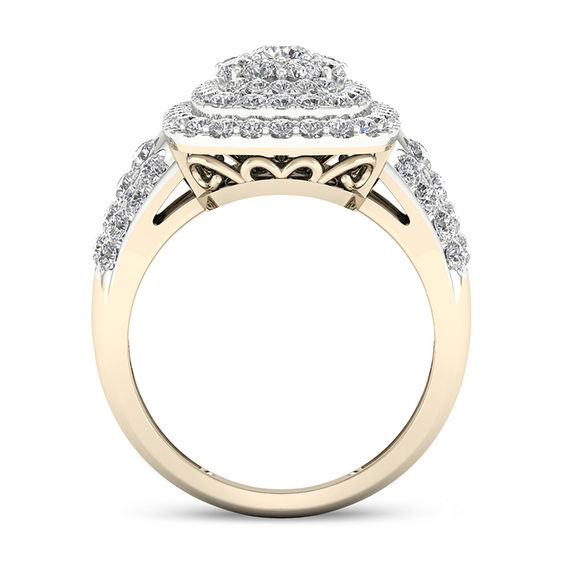 1-1/2 CT. T.W. Diamond Rectangle Frame Multi-Row Ring in 10K Gold 1-1/2 CT. T.W. Diamond Rectangle Frame Multi-Row Ring in 10K Gold