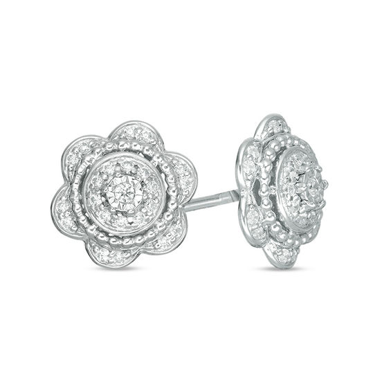 1/5 CT. T.w. Diamond Hepatica Stud Earrings in Sterling Silver