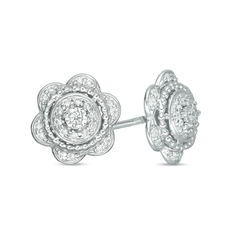 Main Image 1 of 1/5 CT. T.W. Diamond Hepatica Stud Earrings in Sterling Silver