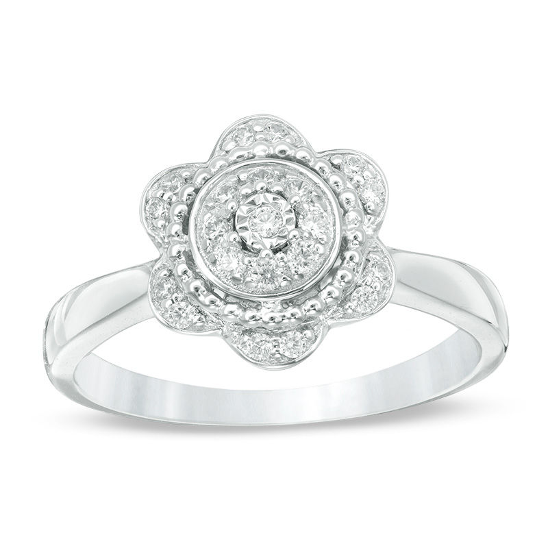 Main Image 1 of 1/5 CT. T.W. Diamond Hepatica Ring in Sterling Silver