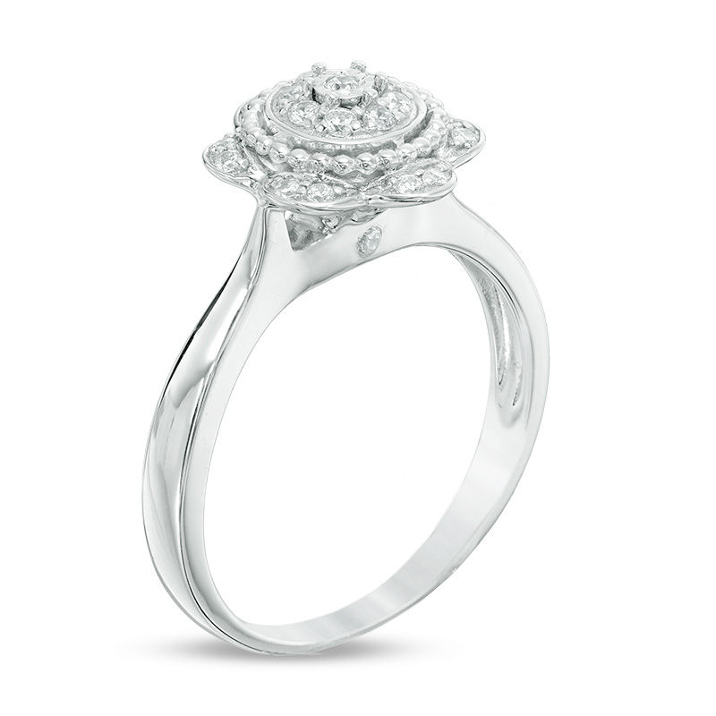 Main Image 2 of 1/5 CT. T.W. Diamond Hepatica Ring in Sterling Silver