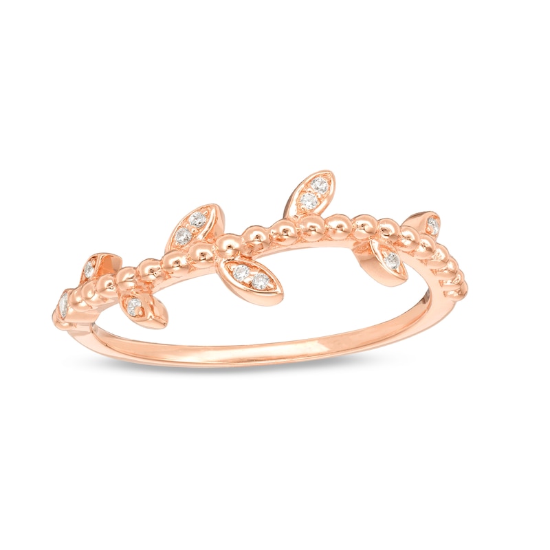 Main Image 1 of 1/20 CT. T.W. Diamond Vine Ring in 10K Rose Gold