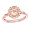 Thumbnail Image 1 of 6.0mm Morganite and 1/4 CT. T.W. Diamond Frame Vintage-Style Ring in 10K Rose Gold