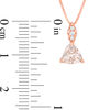 Thumbnail Image 2 of 6.0mm Trillion-Cut Morganite and Diamond Accent Drop Pendant in 10K Rose Gold